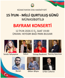 Hörmətli rayon sakinləri! Sizi 15 İyun – Milli Qurtuluş Günü münasibətilə təşkil olunacaq bayram konsertində iştirak etməyə dəvət edirik