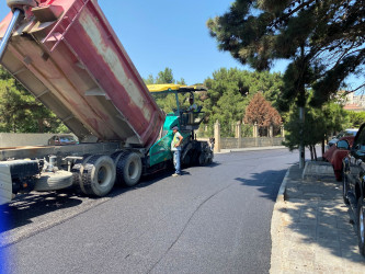 Nizami rayonunda yol infrastrukturunun yaxşılaşdırılması istiqamətində işlər davam etdirilir
