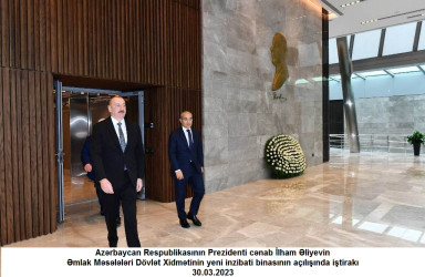 Azərbaycan Respublikasının Prezidenti cənab İlham Əliyev Əmlak Məsələləri Dövlət Xidmətinin yeni inzibati binasının açılışında iştirak edib