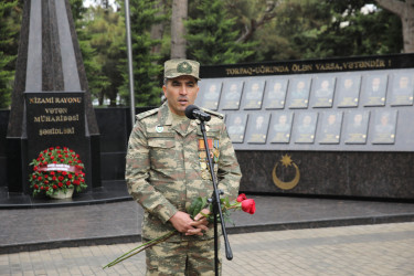 27 Sentyabr - Anım Günü ilə əlaqədar “Nizami rayonu Vətən Müharibəsi Şəhidləri" memorial kompleksi önündə tədbir keçirilib - 27.09.2025