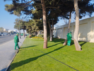 Nizami rayonunda abadlıq və sanitar-təmizlik işləri davam edir