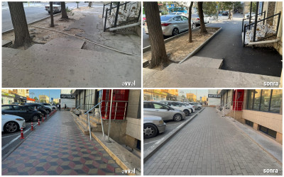 Əlif Hacıyev və Musa Əliyev küçələrində səkilərdə təmir-bərpa işləri həyata keçirilib - 08.08.2025