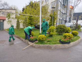 Nizami rayonunda abadlıq və sanitar-təmizlik işləri davam edir