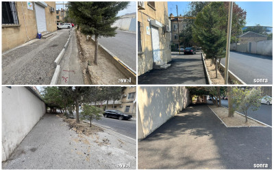 Əlif Hacıyev və Musa Əliyev küçələrində səkilərdə təmir-bərpa işləri həyata keçirilib - 08.08.2025