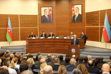 Nizami rayonu üzrə 2025-ci ilin sosial-iqtisadi inkişafının yekunları və qarşıda duran vəzifələrə həsr olunmuş hesabat yığıncağı keçirilib - 22.01.2026