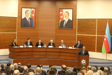 Nizami rayonu üzrə 2025-ci ilin sosial-iqtisadi inkişafının yekunları və qarşıda duran vəzifələrə həsr olunmuş hesabat yığıncağı keçirilib - 22.01.2026