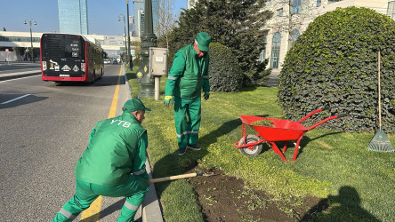 Nizami rayonunda abadlıq və sanitar-təmizlik işləri davam edir