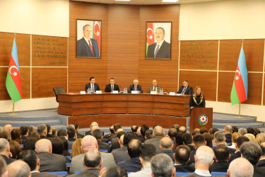 Nizami rayonu üzrə 2025-ci ilin sosial-iqtisadi inkişafının yekunları və qarşıda duran vəzifələrə həsr olunmuş hesabat yığıncağı keçirilib - 22.01.2026