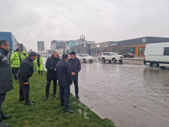 Nizami rayonunda intensiv yağan yağışların fəsadları operativ şəkildə aradan qaldırılıb - 30.03.2026