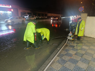 Nizami rayonunda intensiv yağan yağışların fəsadları aradan qaldırılır - 05.04.2026