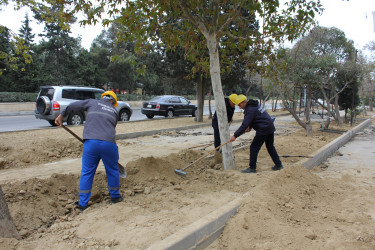 Nizami rayonunda səkilər təmir edilir - 14.11.2025