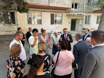 Nizami Rayon İcra Hakimiyyətinin başçısı təmir işləri aparılan ünvanlara  - Babək prospekti 73 və 75 - baxış keçirib - 05.08.2025