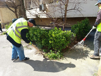 Nizami rayonunda abadlıq və sanitar-təmizlik işləri davam edir